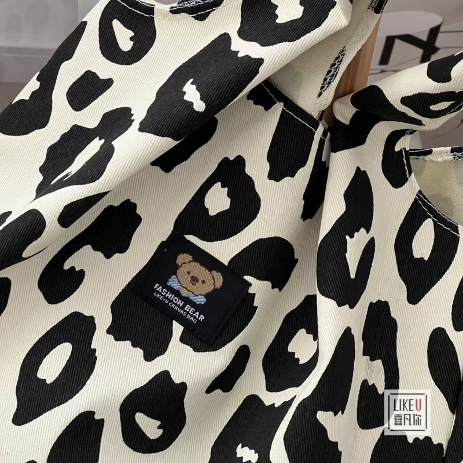 Original cow print design tote handbag